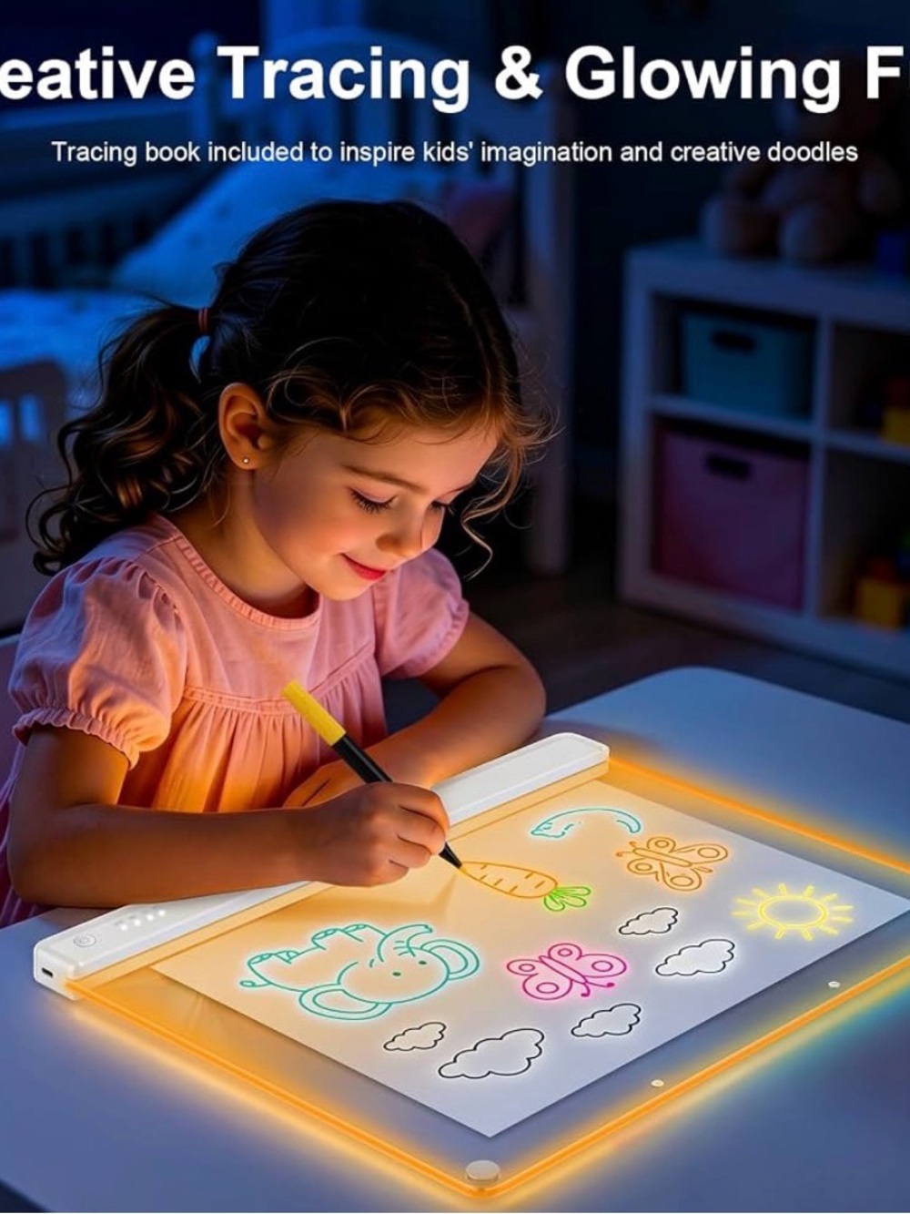 LED Kids Drawing Light Pad - Glowing Tracing Board